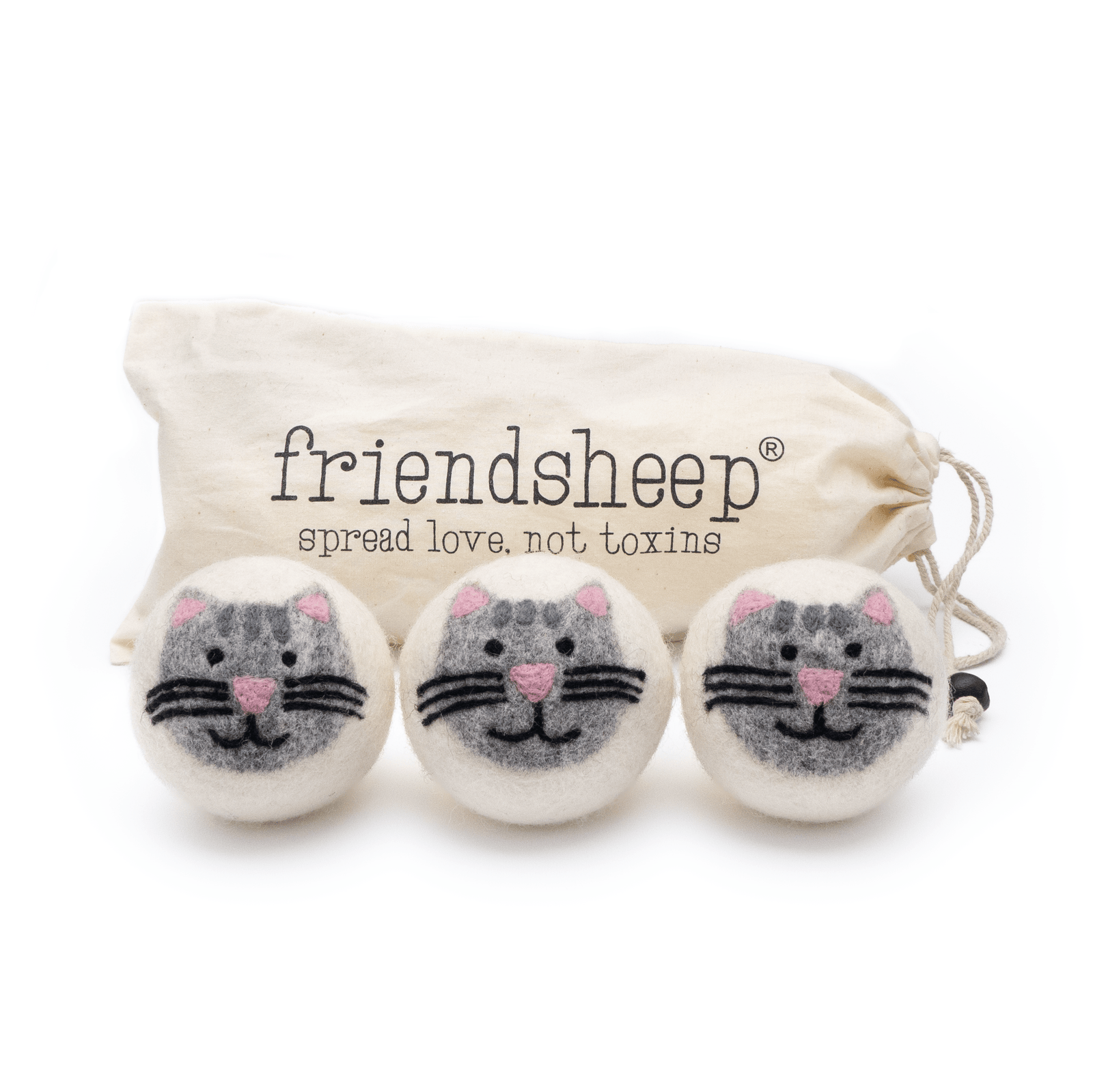 Friendsheep Eco Dryer Balls Grey Tabby Cats