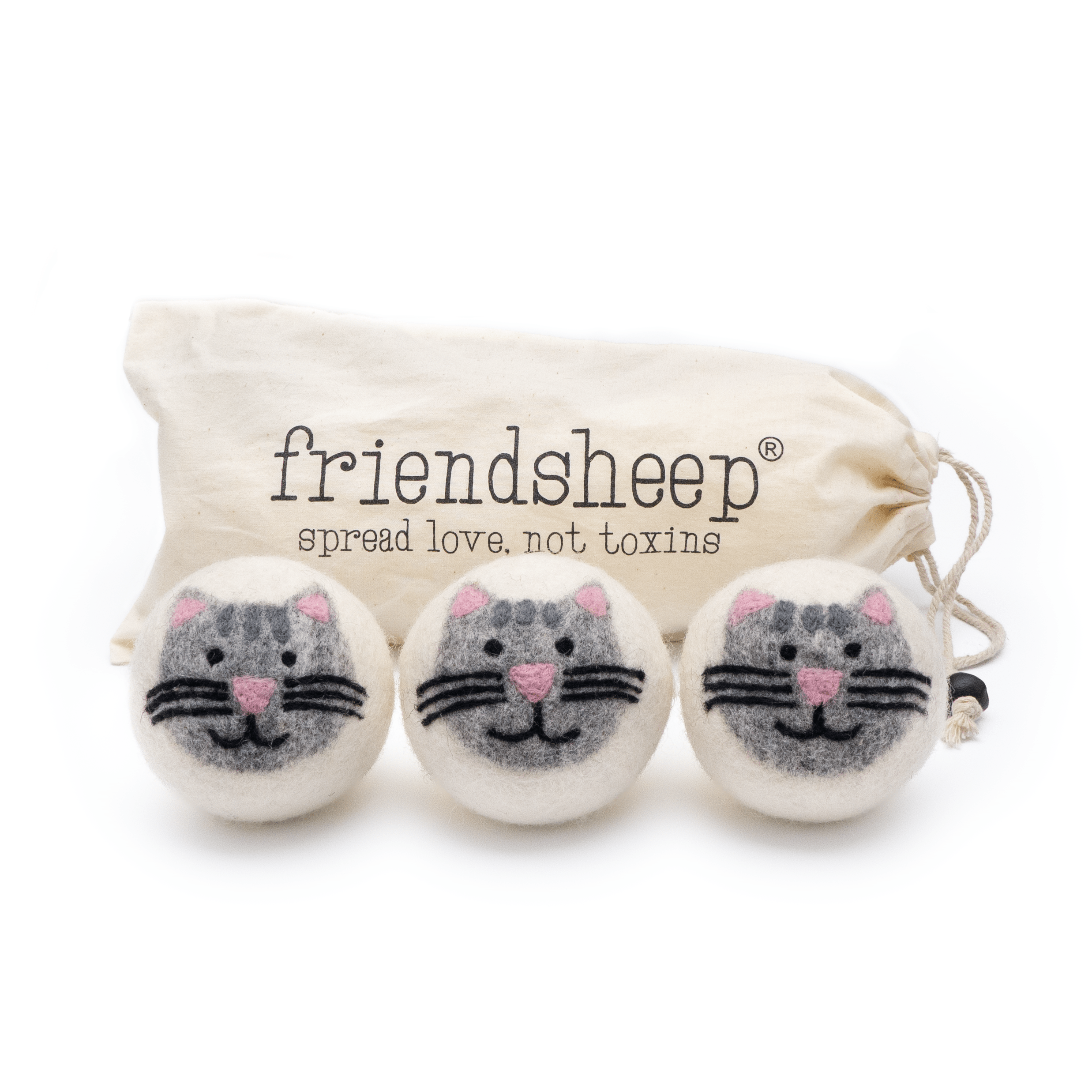 Friendsheep Eco Dryer Balls Grey Tabby Cats