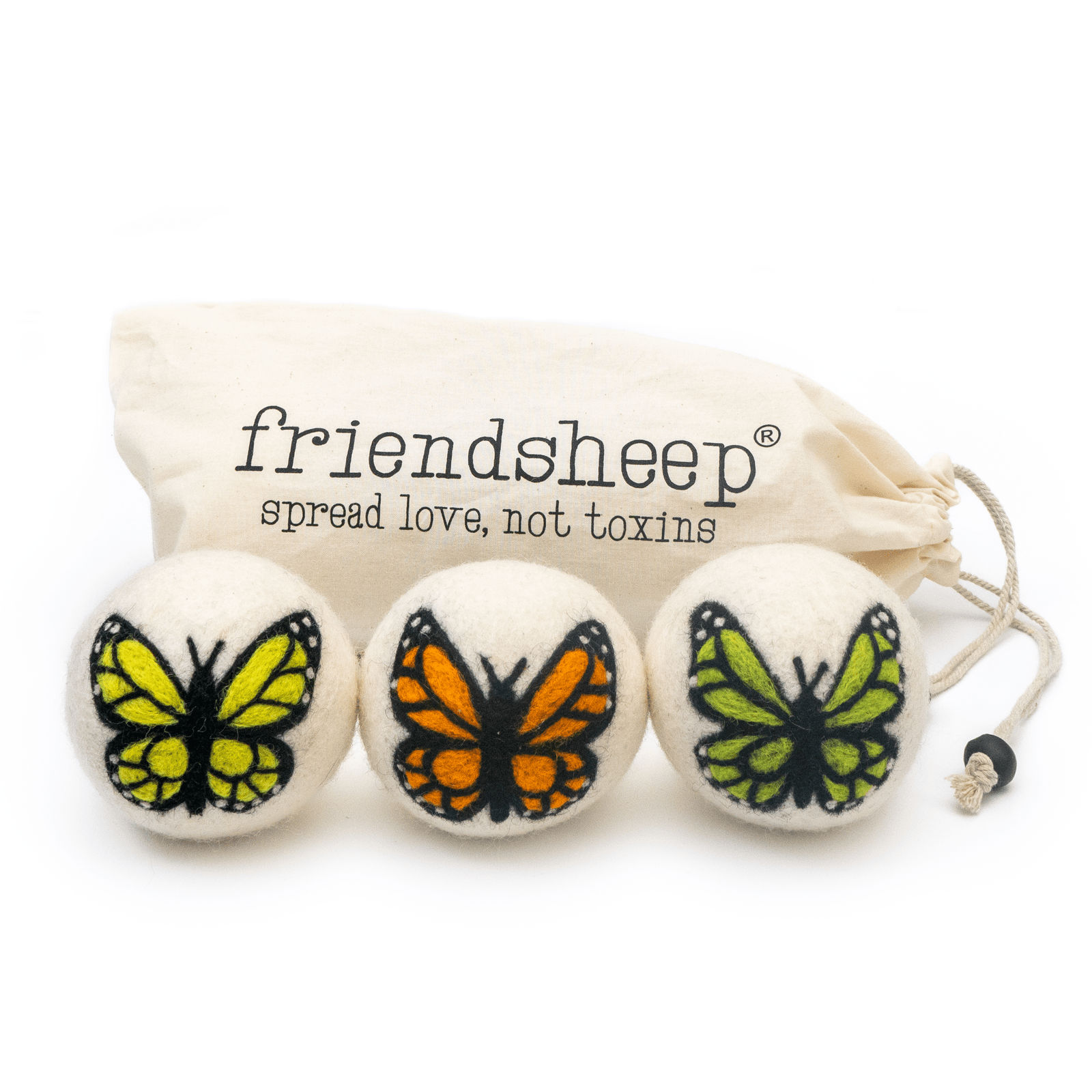 Friendsheep Eco Dryer Balls Sun Monarchs Butterfly Trio