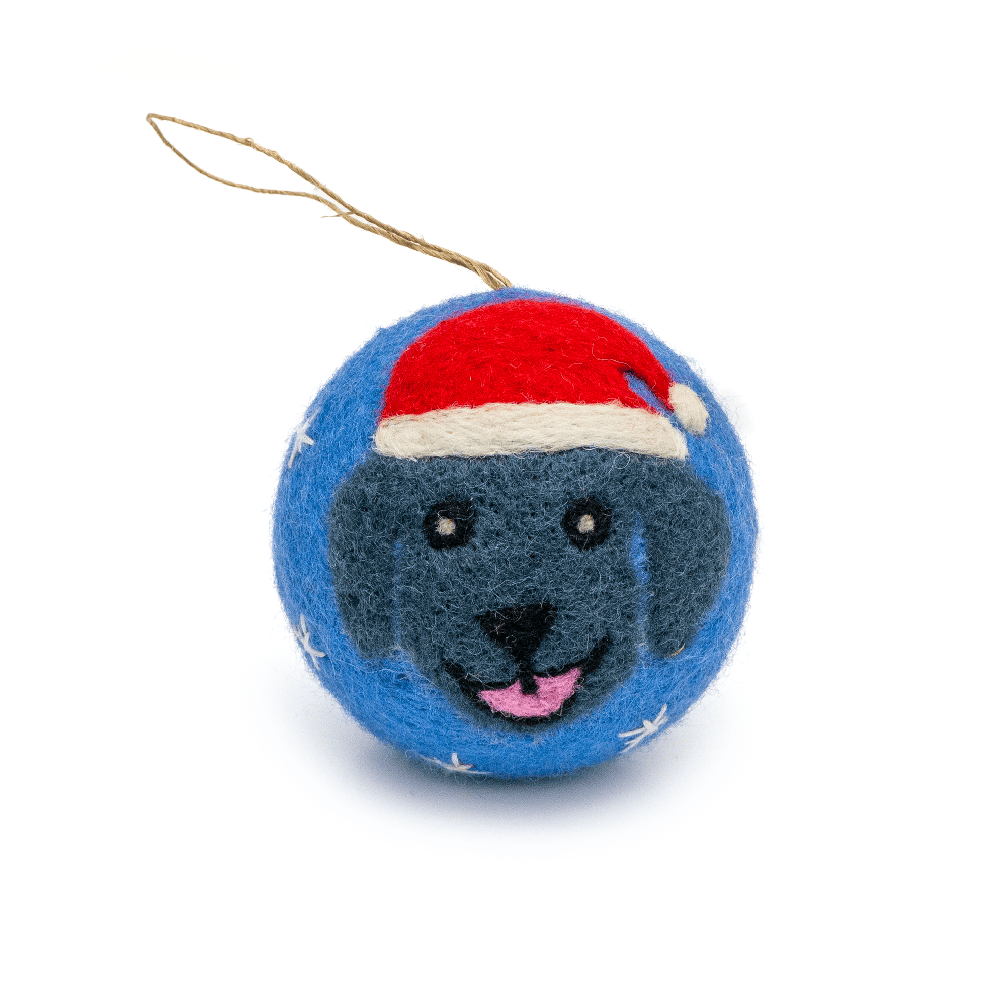 Friendsheep Black Blue Jolly Dog Eco Ornament - Limited Santa's Hat Edition