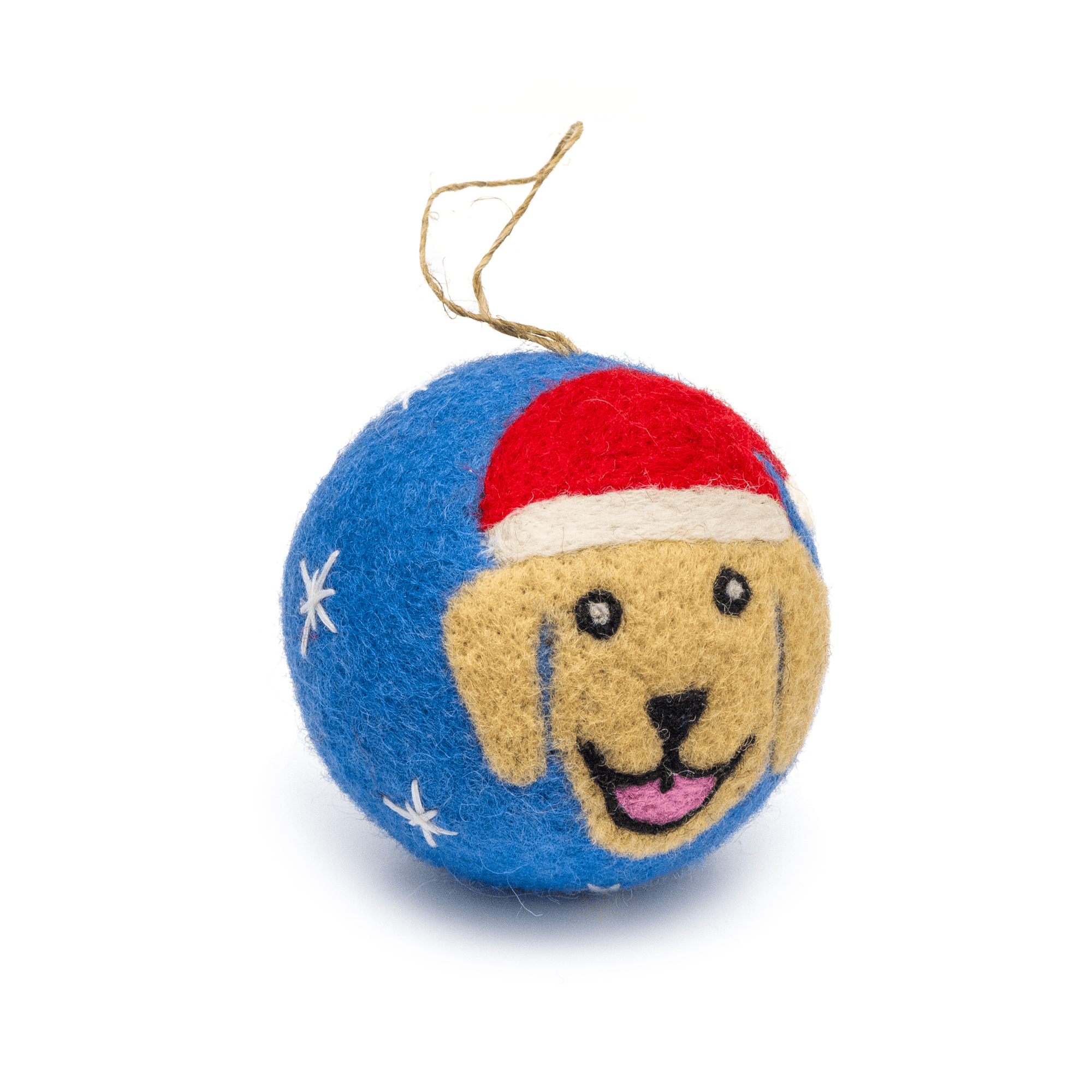 Friendsheep Blue Jolly Dog Eco Ornament - Limited Santa's Hat Edition