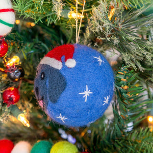 Friendsheep Blue Jolly Dog Eco Ornament - Limited Santa's Hat Edition