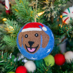 Friendsheep Blue Jolly Dog Eco Ornament - Limited Santa's Hat Edition