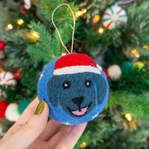 Friendsheep Blue Jolly Dog Eco Ornament - Limited Santa's Hat Edition
