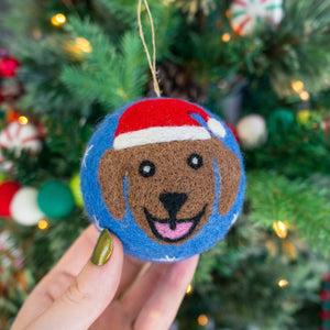 Friendsheep Blue Jolly Dog Eco Ornament - Limited Santa's Hat Edition