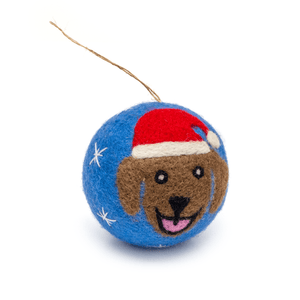Friendsheep Blue Jolly Dog Eco Ornament - Limited Santa's Hat Edition