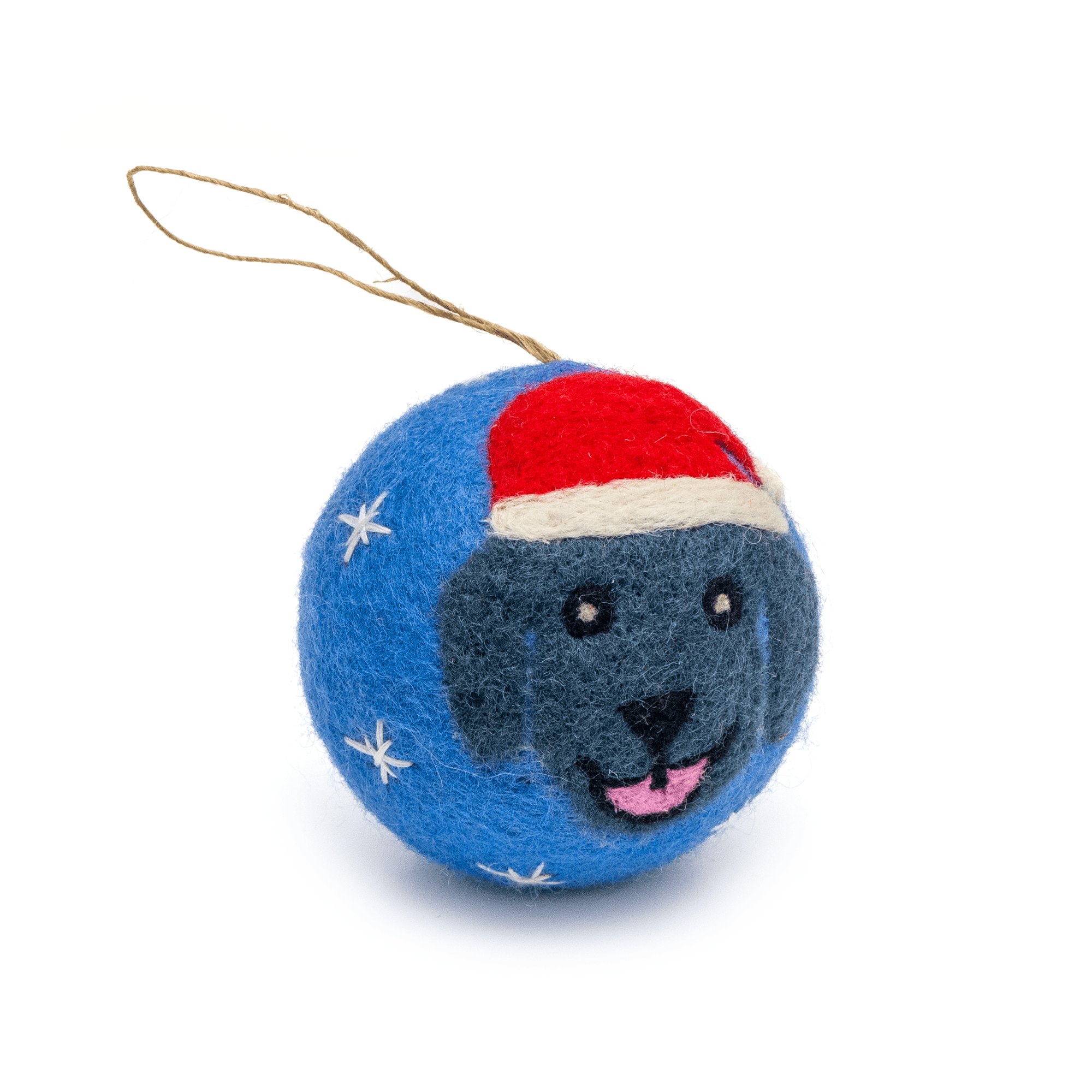 Friendsheep Blue Jolly Dog Eco Ornament - Limited Santa's Hat Edition