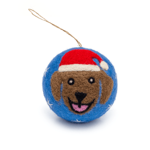 Friendsheep Brown Blue Jolly Dog Eco Ornament - Limited Santa's Hat Edition