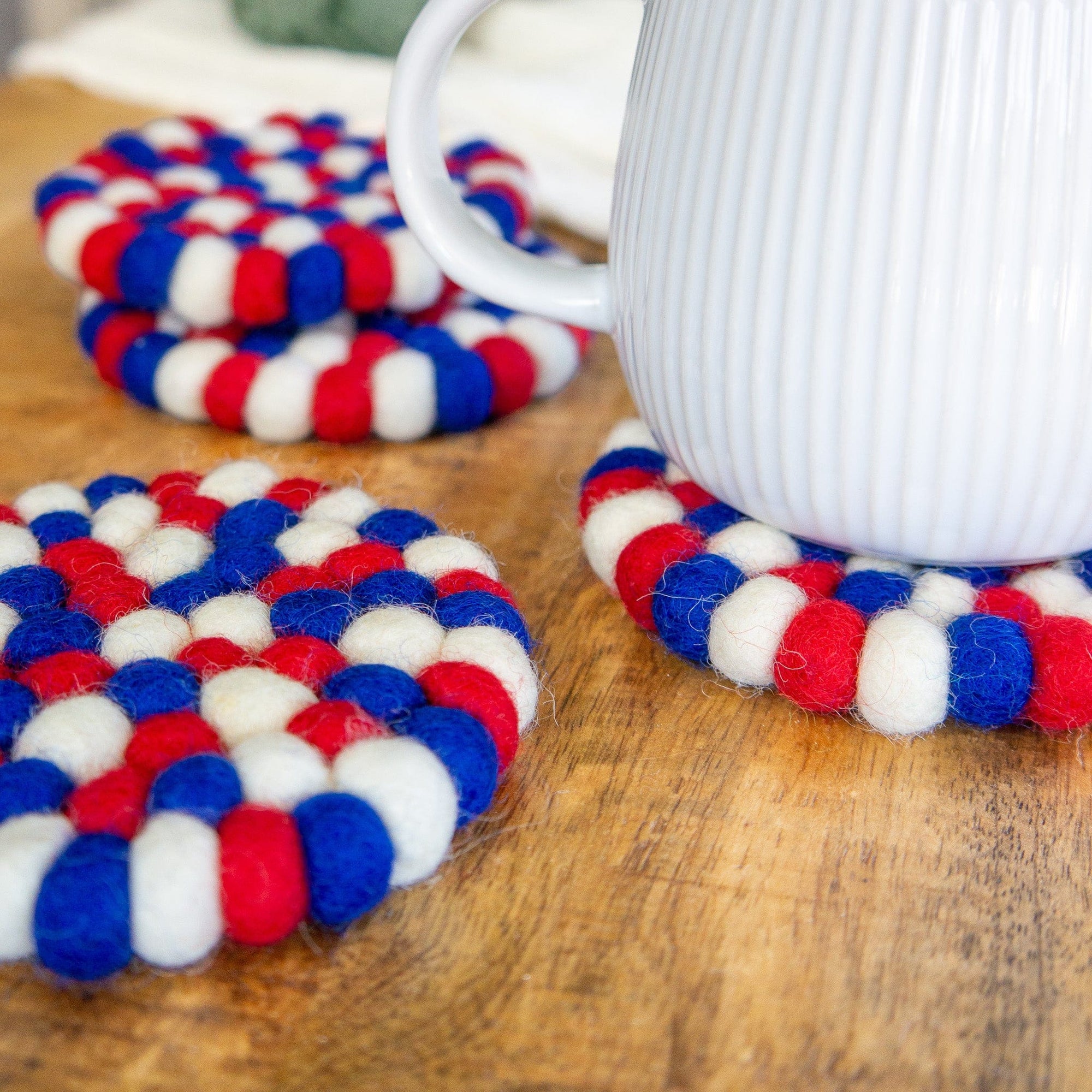 Friendsheep Coaster Eco Trivet Red White and Blue Eco Coasters