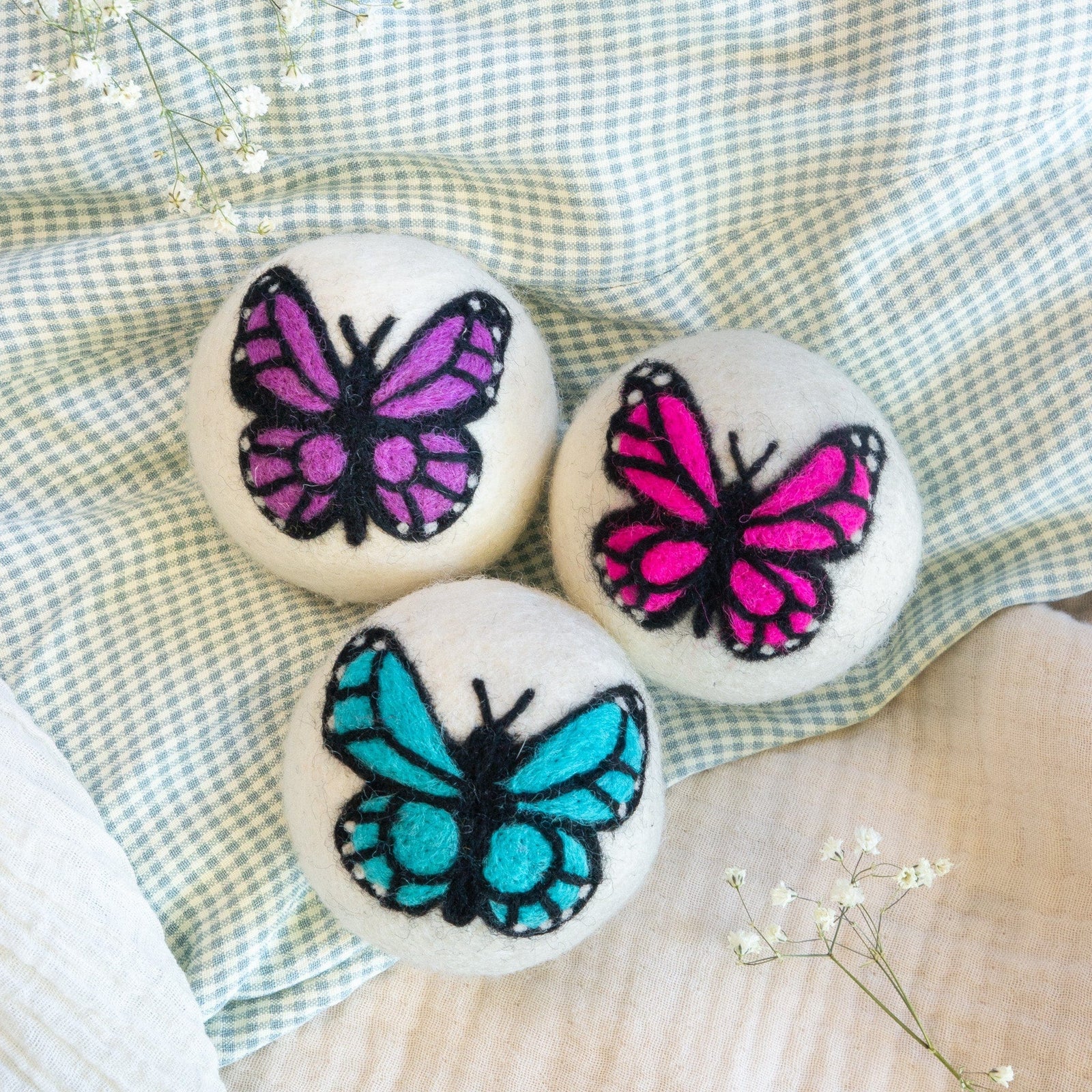 Friendsheep Eco Dryer Balls Moon Monarchs Butterfly Trio