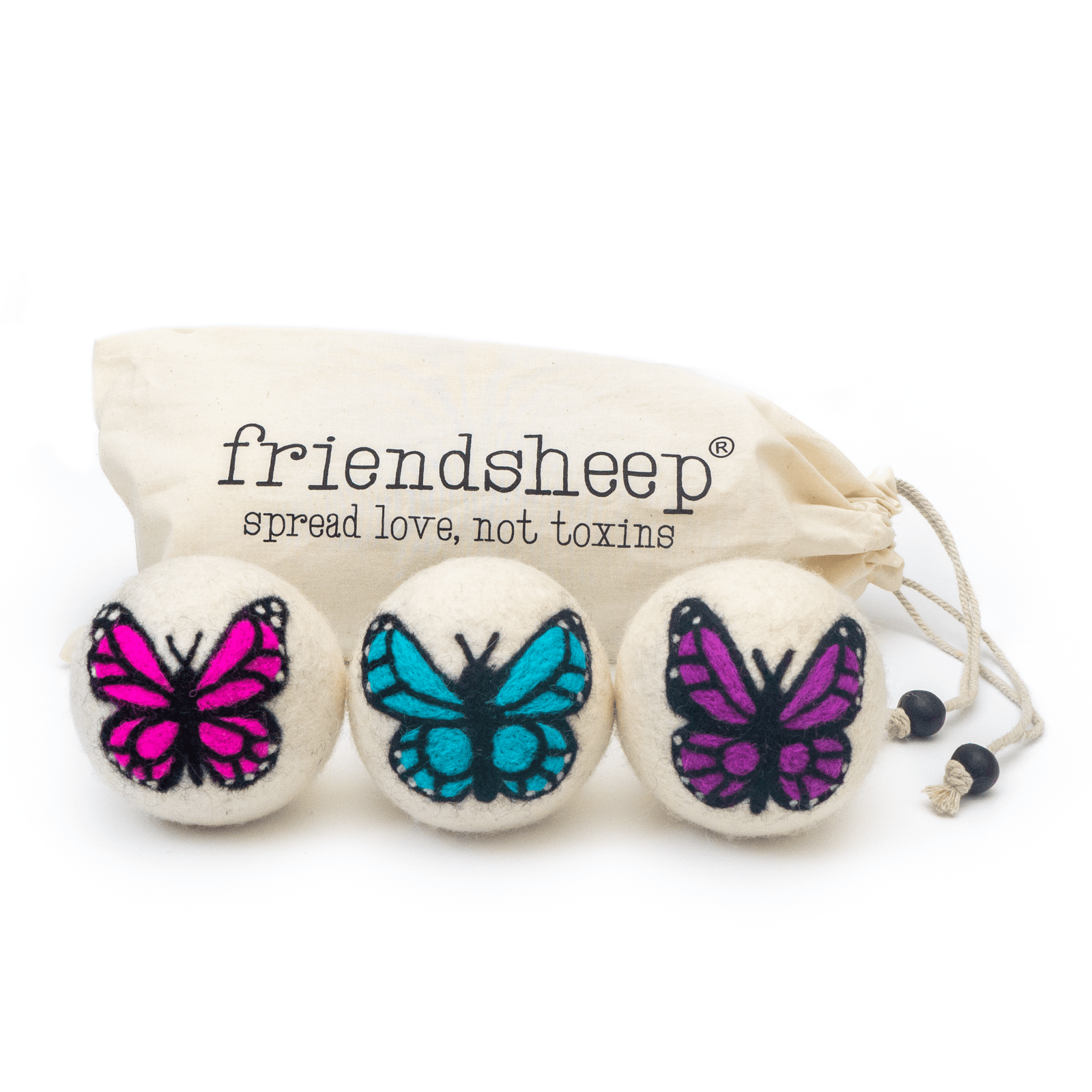 Friendsheep Eco Dryer Balls Moon Monarchs Butterfly Trio
