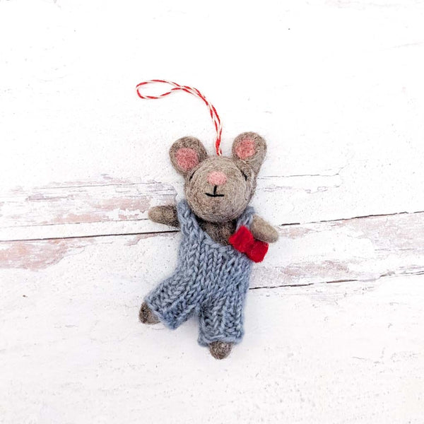 Alex the Dancer Mouse - Handmade wool ornament