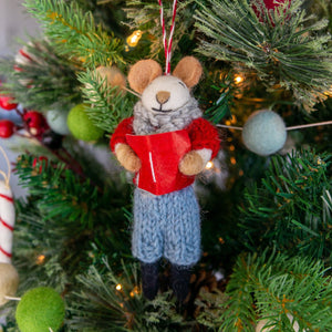 Friendsheep Hanging Animals Ginny and Chris Boho Mouse Eco Ornaments - Set of 2