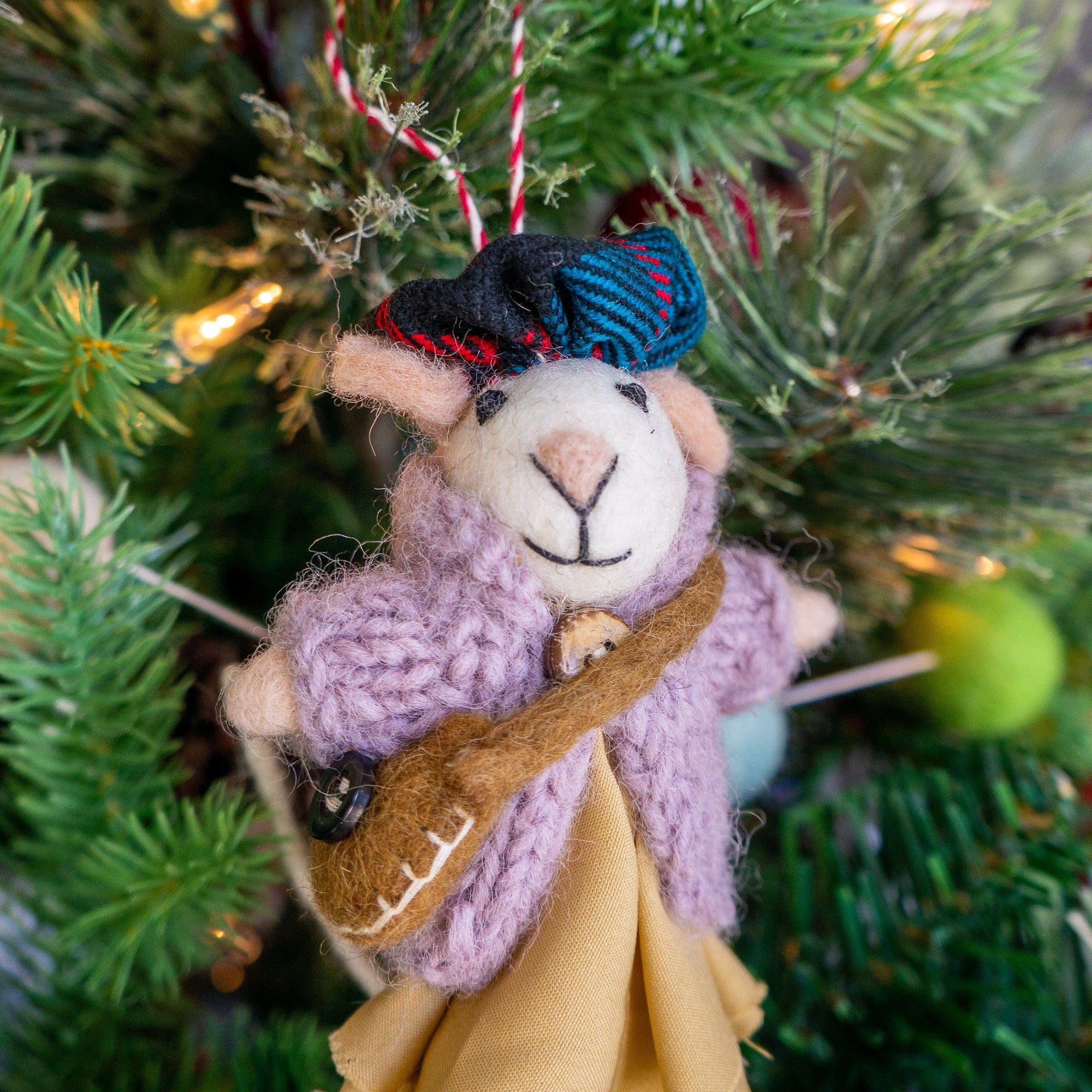 Friendsheep Hanging Animals Ginny and Chris Boho Mouse Eco Ornaments - Set of 2