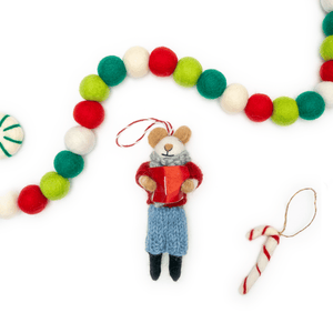 Friendsheep Hanging Animals Ginny and Chris Boho Mouse Eco Ornaments - Set of 2