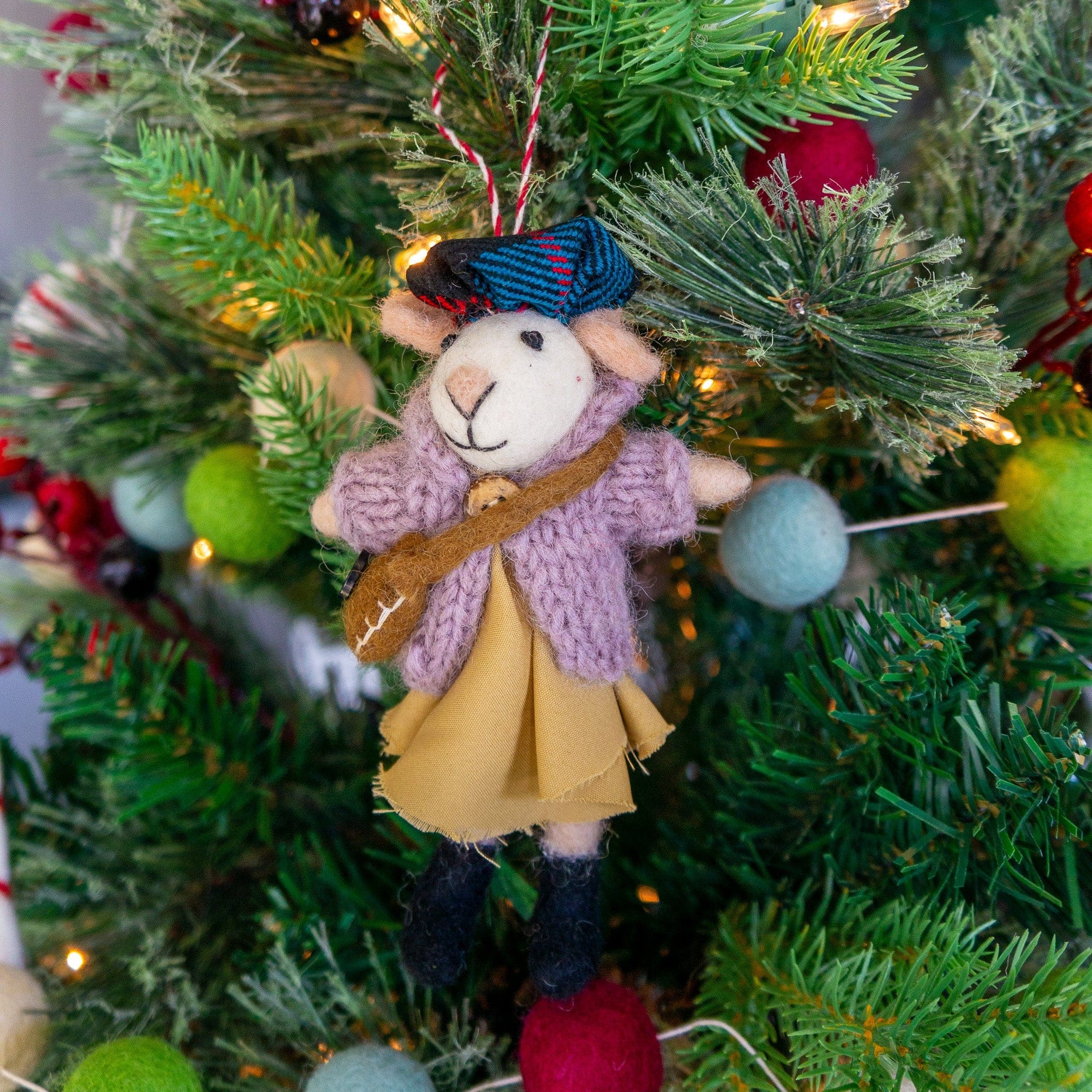 Friendsheep Hanging Animals Ginny and Chris Boho Mouse Eco Ornaments - Set of 2