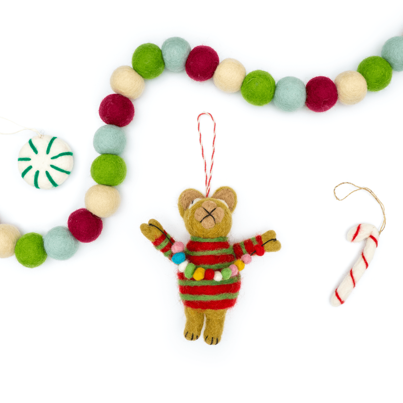 Friendsheep Holiday Ornaments Wild Cat with Holiday Lights Eco Ornament