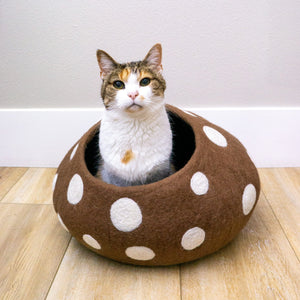 Friendsheep Pets Brown Mushroom Eco Kitty Cave