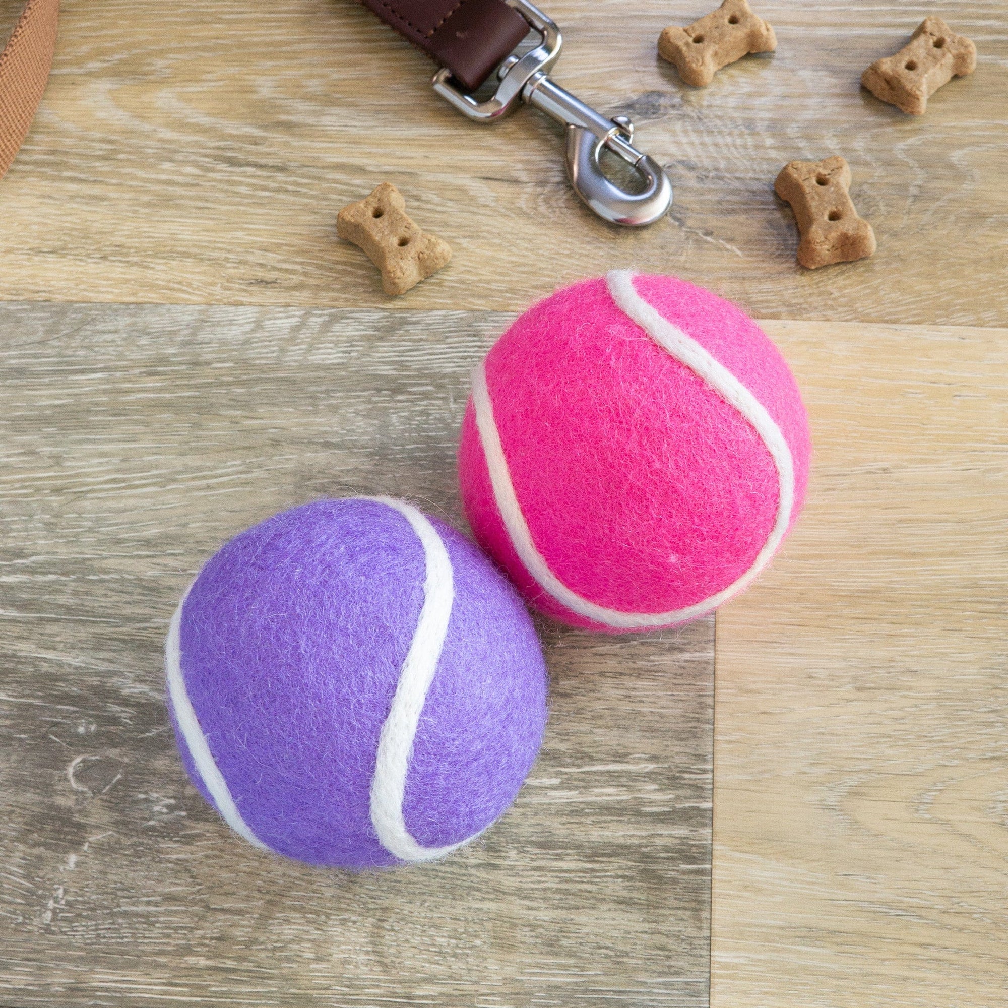 Friendsheep Sustainable Wool Goods Pet Toys Pink & Purple Tennis Wool Ball Toy