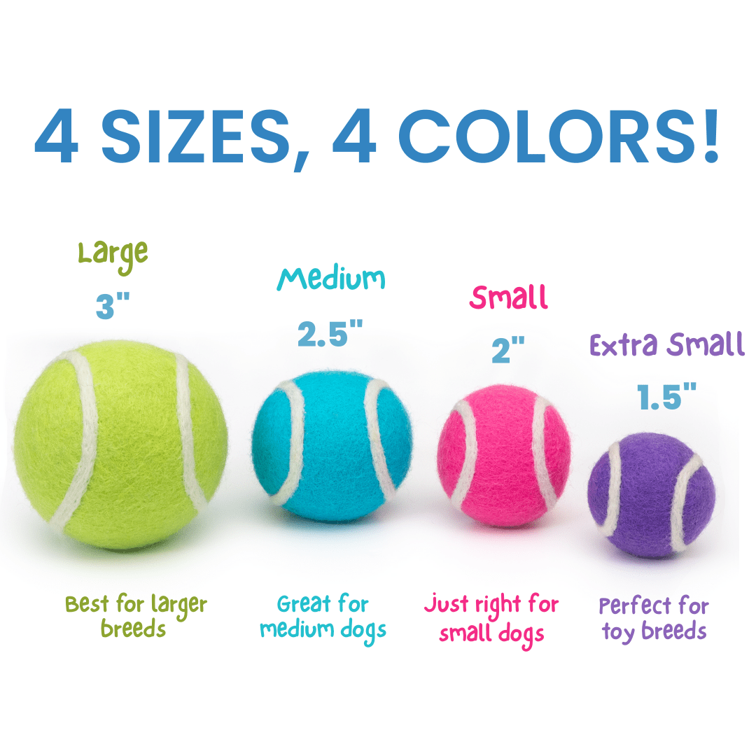 Friendsheep Sustainable Wool Goods Pet Toys Pop Colors Mini Tennis Wool Balls 1.5 in - Set of 3