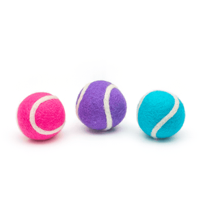 Friendsheep Sustainable Wool Goods Pet Toys Pop Colors Mini Tennis Wool Balls 1.5 in - Set of 3