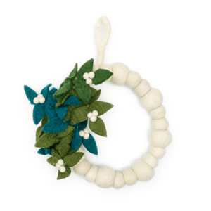 Friendsheep Wreath Regular - 8 inch White Mistletoe White Berry Wreath - WHITE