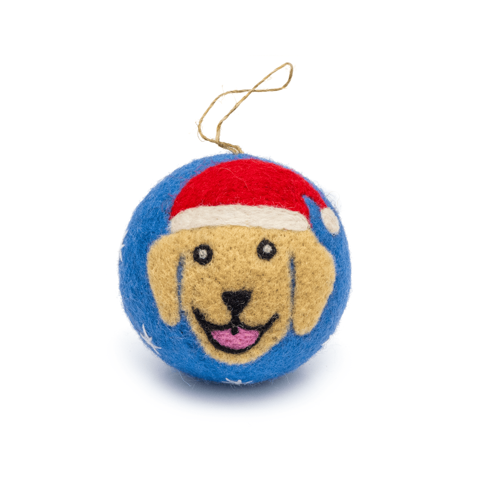 Friendsheep Yellow Blue Jolly Dog Eco Ornament - Limited Santa's Hat Edition