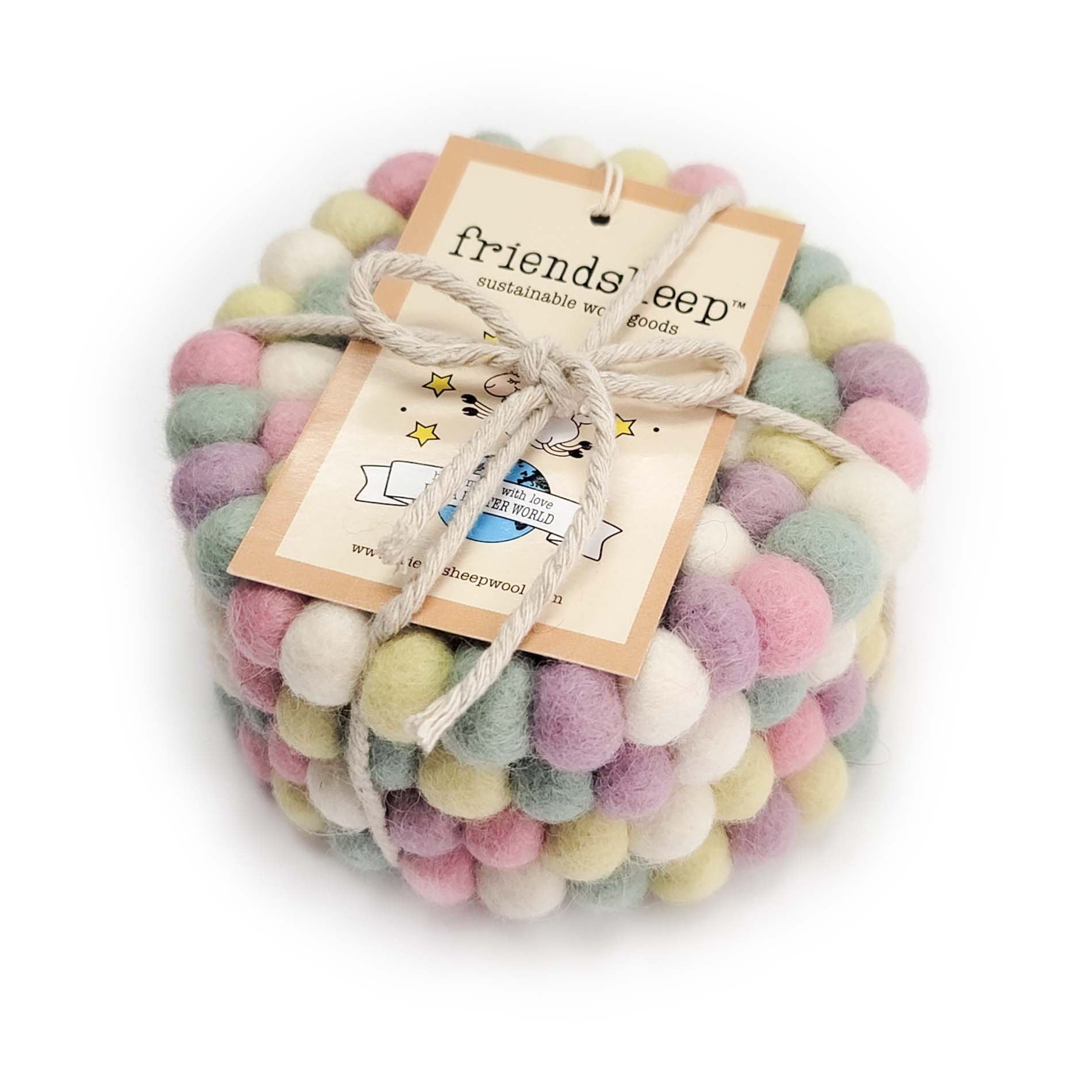 Friendsheep Coaster Set of 4 - Eco Coasters Cotton Candy Eco Coasters
