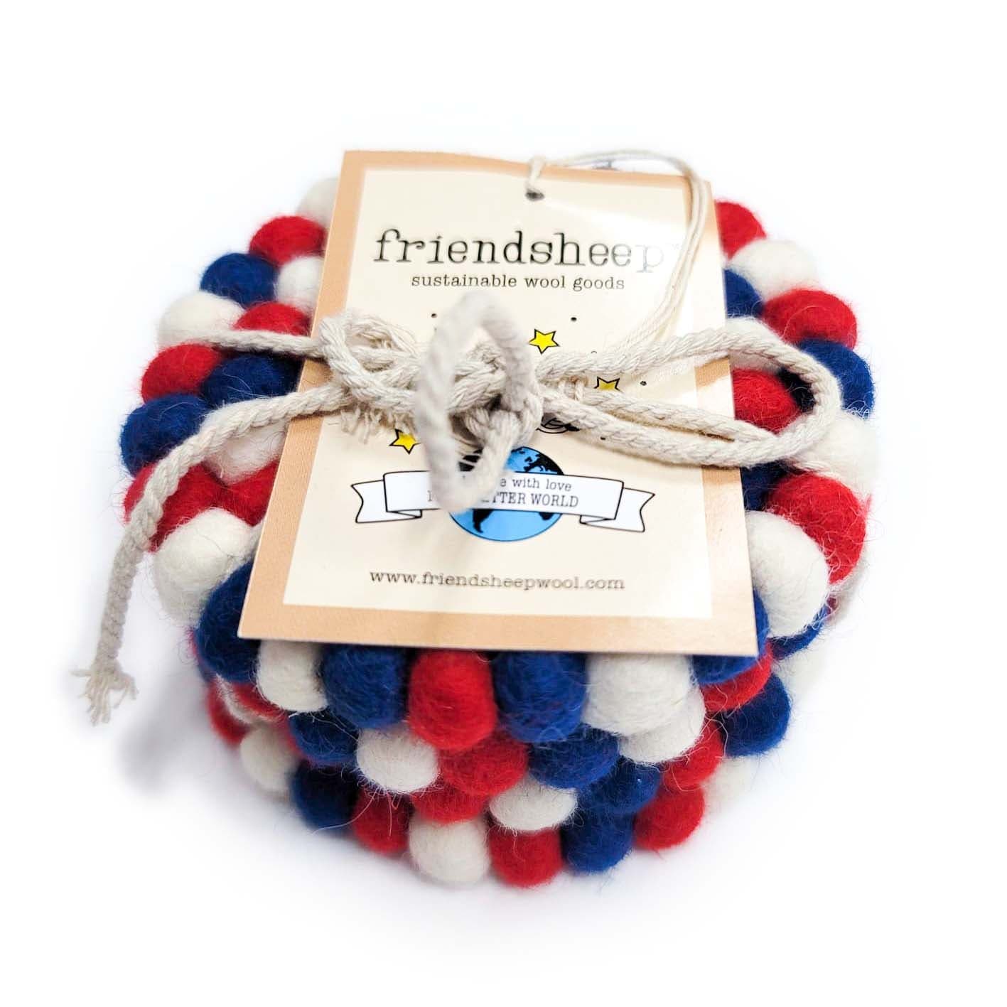 Friendsheep Coaster Eco Trivet Red White and Blue Eco Coasters