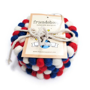 Friendsheep Coaster Set of 4 - Eco Coasters Red White and Blue Eco Coasters