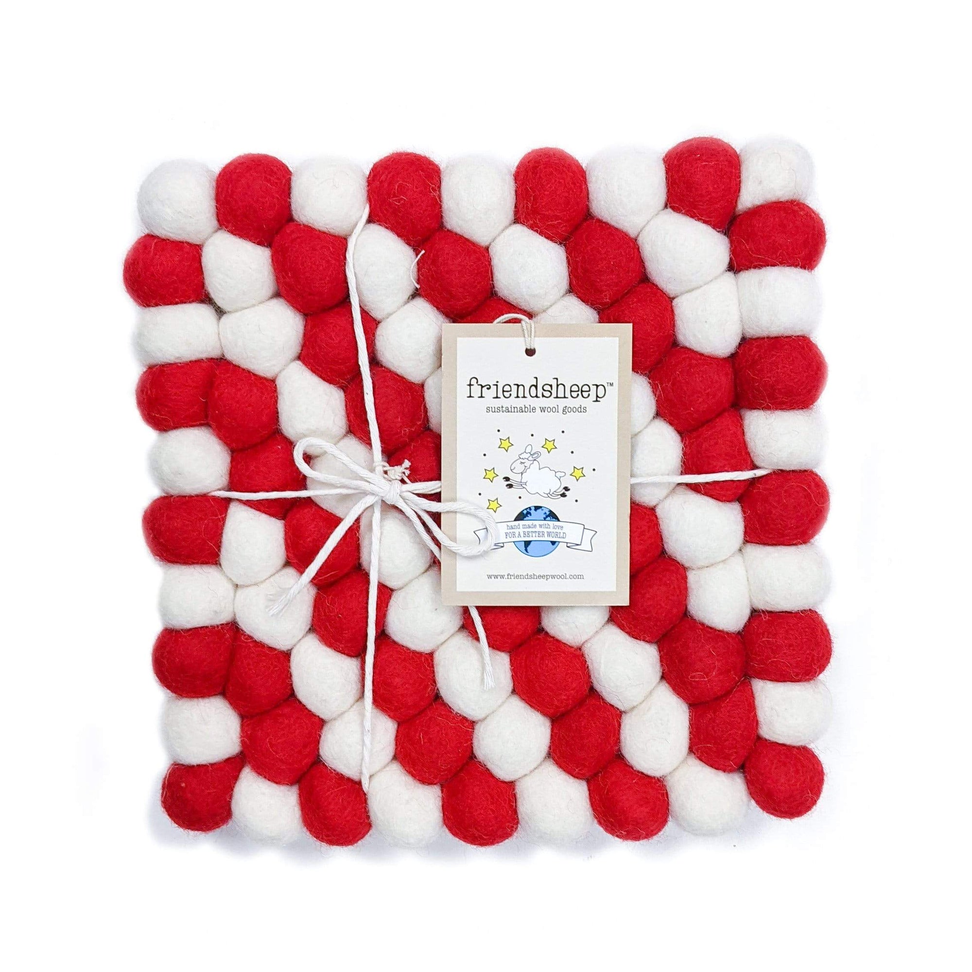 Friendsheep Coaster Square Eco Trivet Candy Cane Eco Coasters