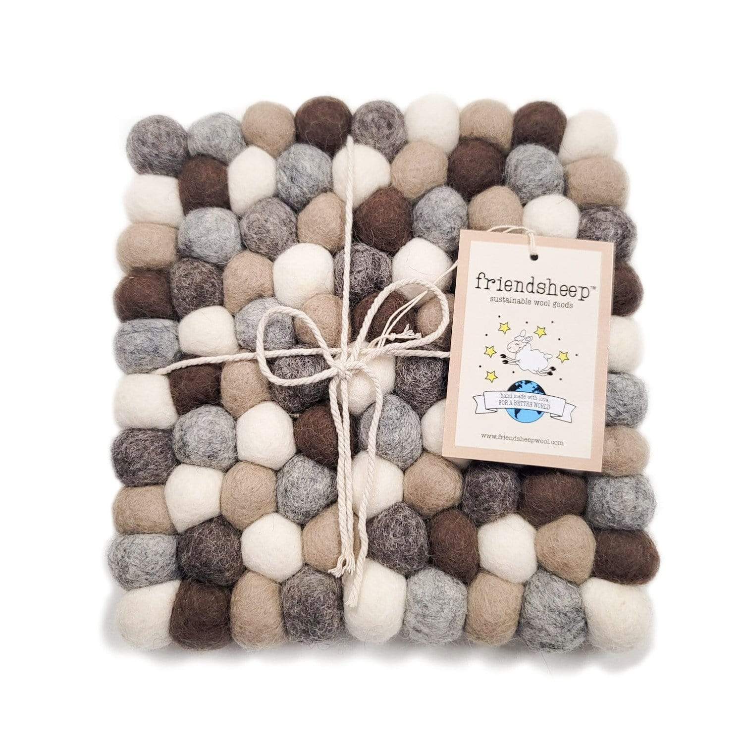 Friendsheep Coaster Square Eco Trivet Earth Tones Eco Coasters