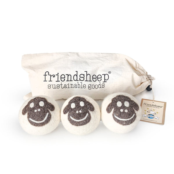 Friendsheep Wool Dryer Balls 6 Pack XL Organic Premium Reusable Cruelty Free Handmade Fair Trade No Lint Fabric Softener Color Brown Beige - Natural