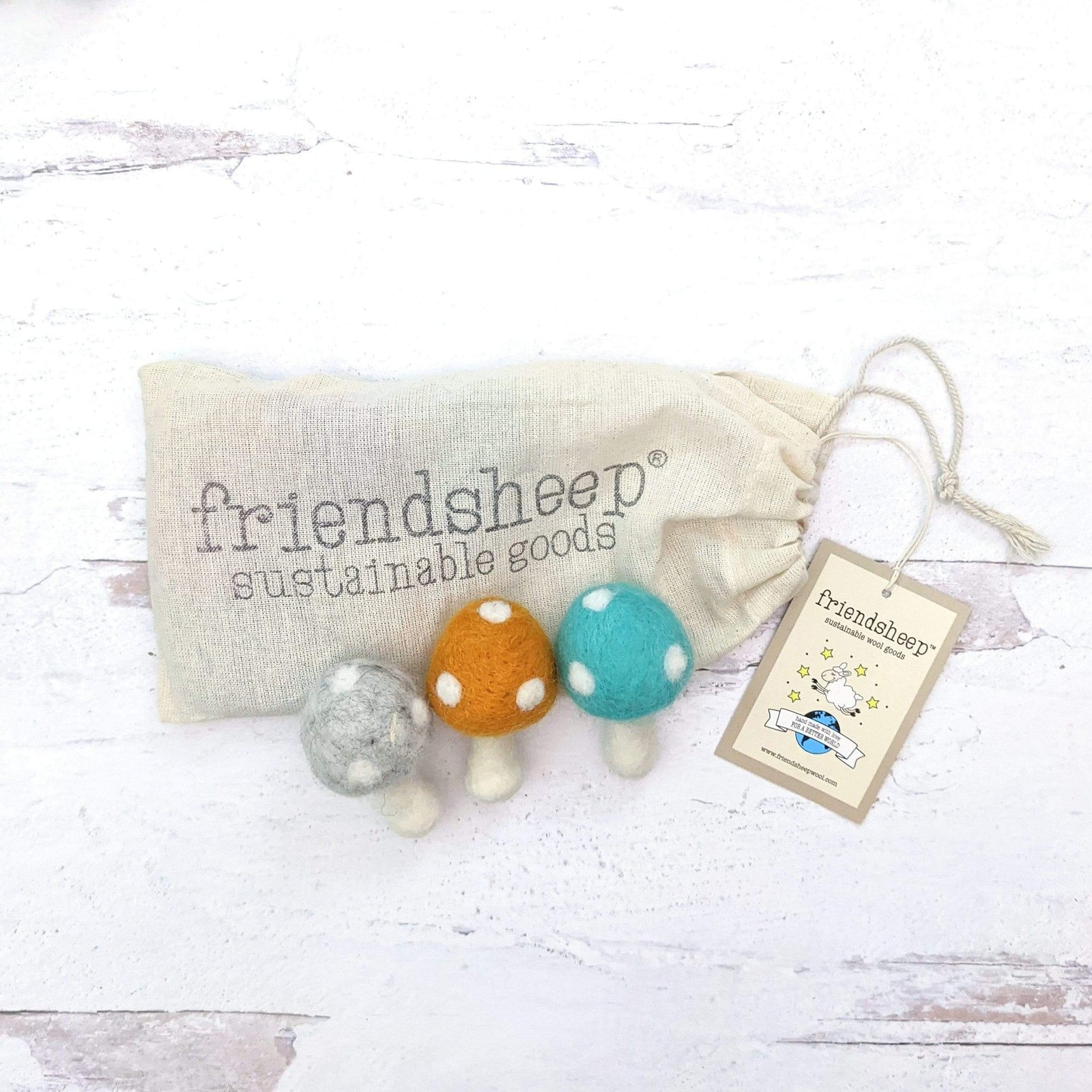 Friendsheep Pet Toys Fall Mushrooms Eco Toys - Set of 3