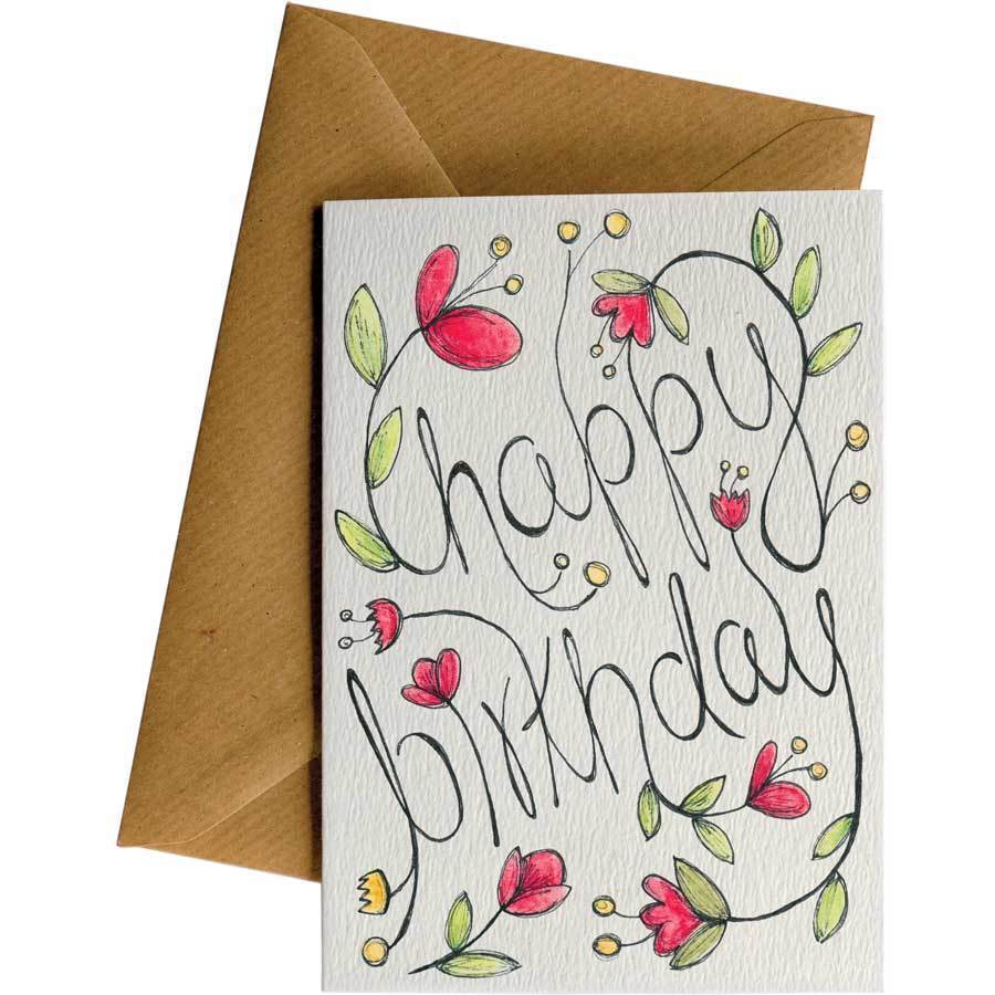 Friendsheep Sustainable Goods greeting_card Happy Birthday (Flowers) - Greeting Card