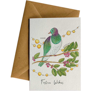 Friendsheep Sustainable Goods greeting_card Kereru Festive Wishes (Purple Bird) - Greeting Card