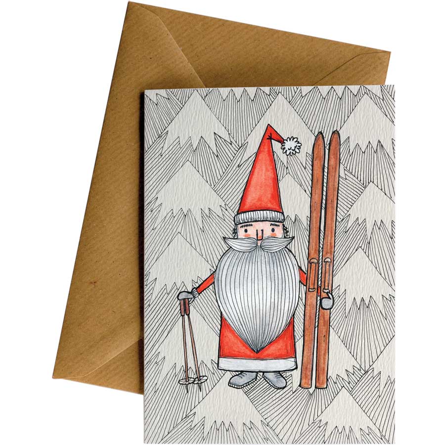 Friendsheep Sustainable Goods greeting_card Santa Skis - Greeting Card
