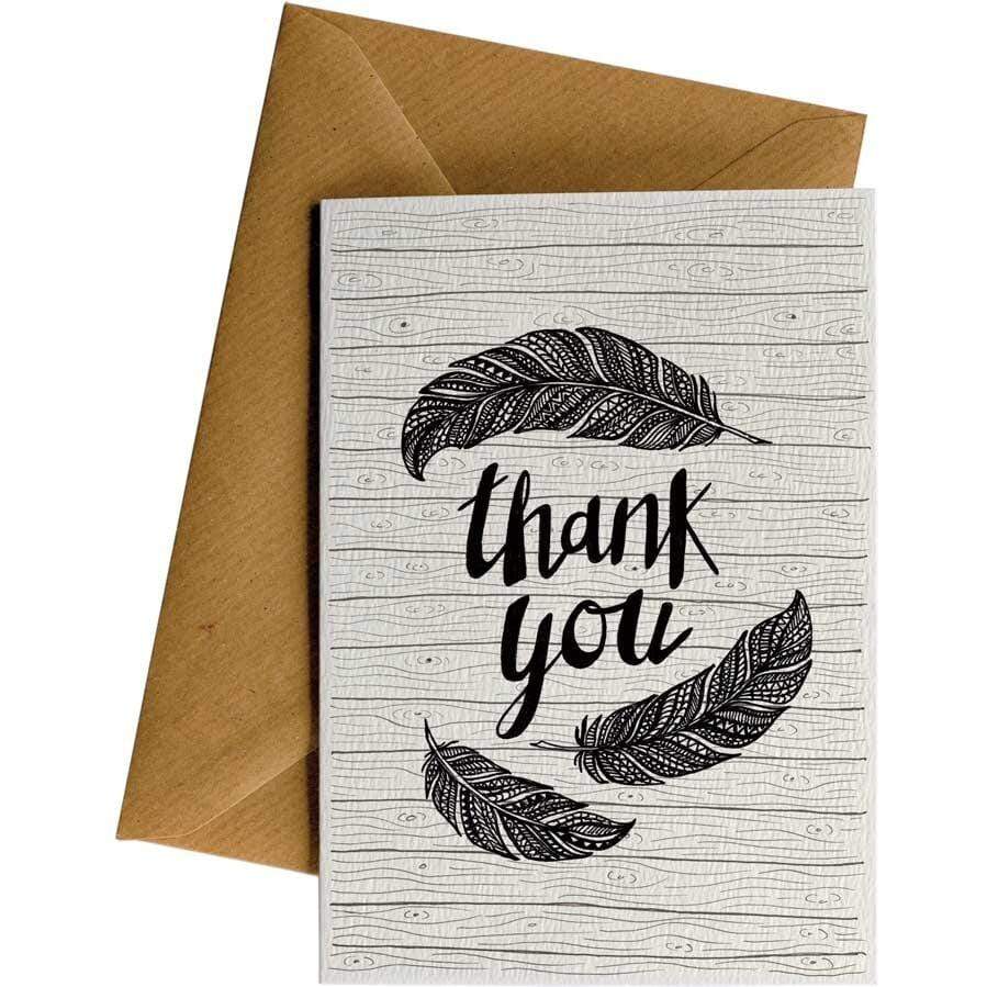 Thank You (Feathers)- Greeting Card