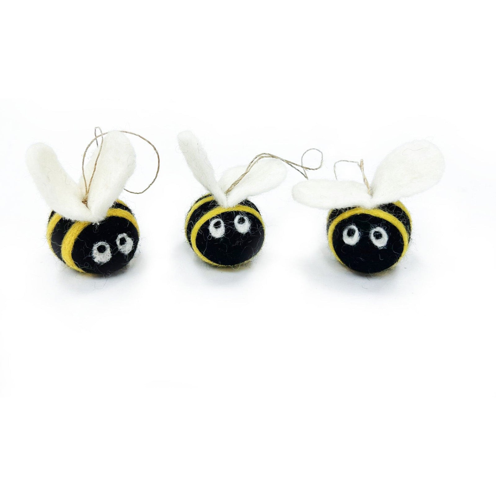 Friendsheep Sustainable Wool Goods Boogie Bumble Bee Eco Ornaments - Set of 3