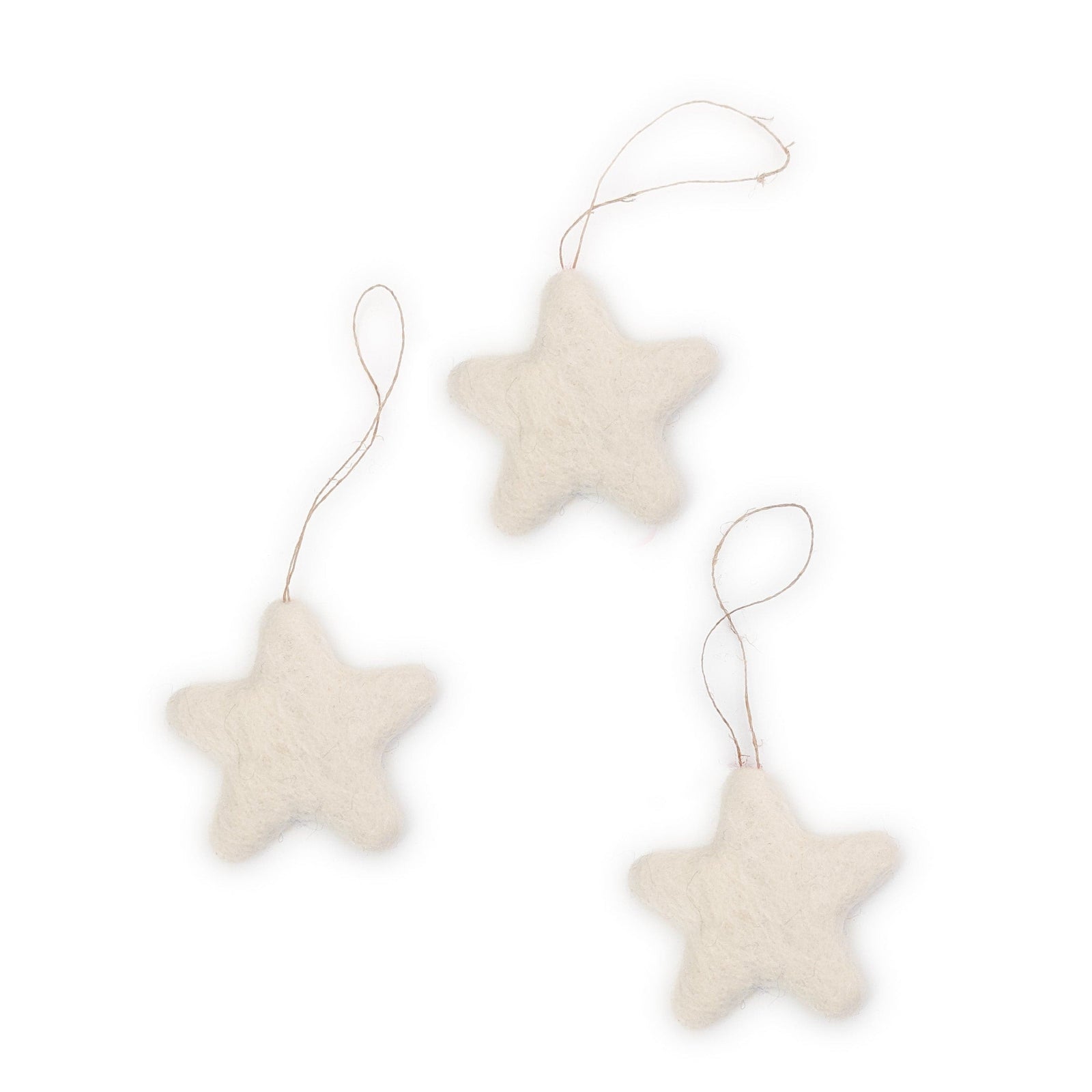 Friendsheep Sustainable Wool Goods Hanging Animals Bright Stars Eco Ornaments - Set of 3 - WHITE