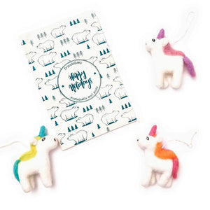 Friendsheep Sustainable Wool Goods Hanging Animals Rainbow Unicorns - Set of 3