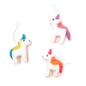 Friendsheep Sustainable Wool Goods Hanging Animals Rainbow Unicorns - Set of 3