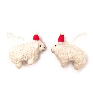 Friendsheep Sustainable Wool Goods Hanging Animals Santa's Sheep - Set of 2